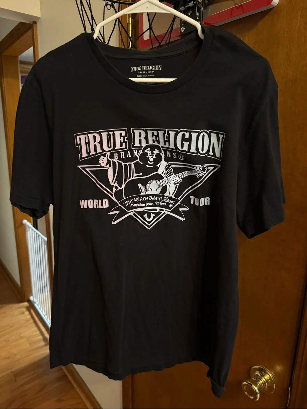 True Religion Black Tee with Pastel White Logo
